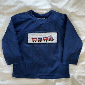 🚂 Smocking Bug Boys 3T Navy Blue Long Sleeved Tee with Smocked Train